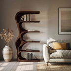Organic Bookshelf With Curved Open Shelving For Bedroom Decor