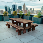 Minimalist Outdoor Picnic Table With Benches For Garden Or Cabin