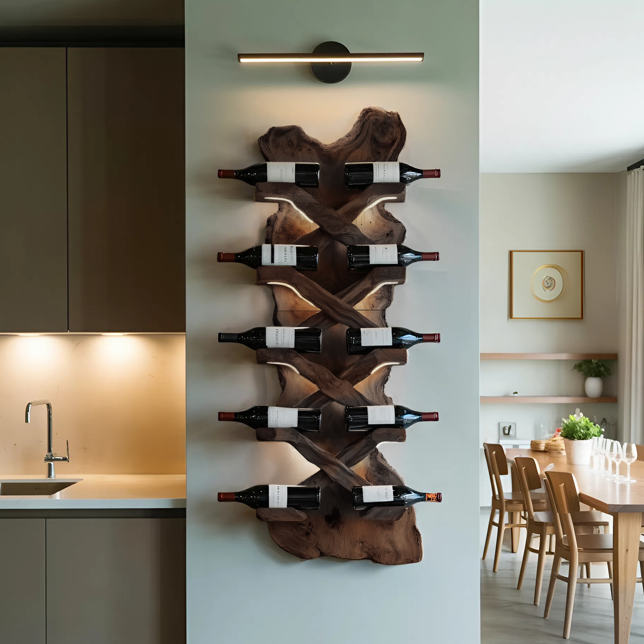 Handcrafted Solid Wood Wine Rack For Bar Decor And Storage