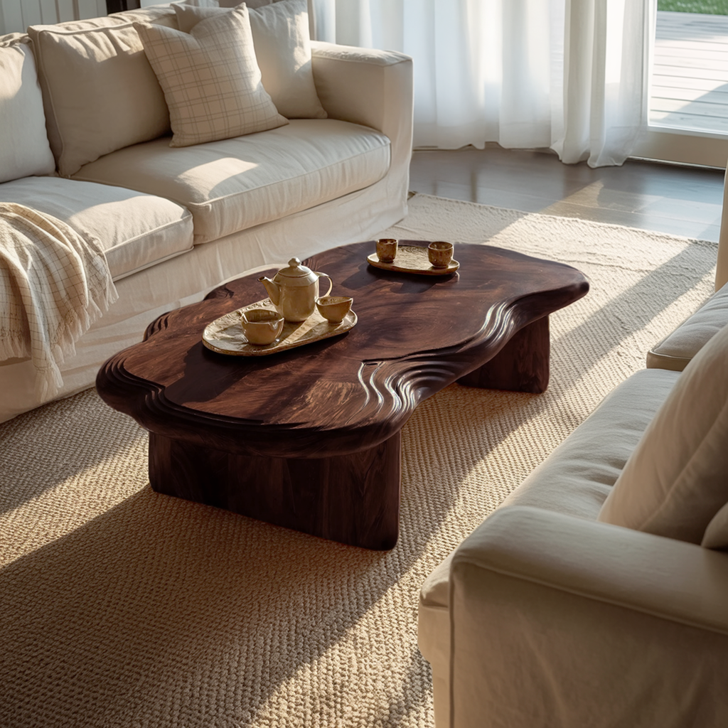 Modern Abstract Solid Wood Coffee Table For Living Room Decor