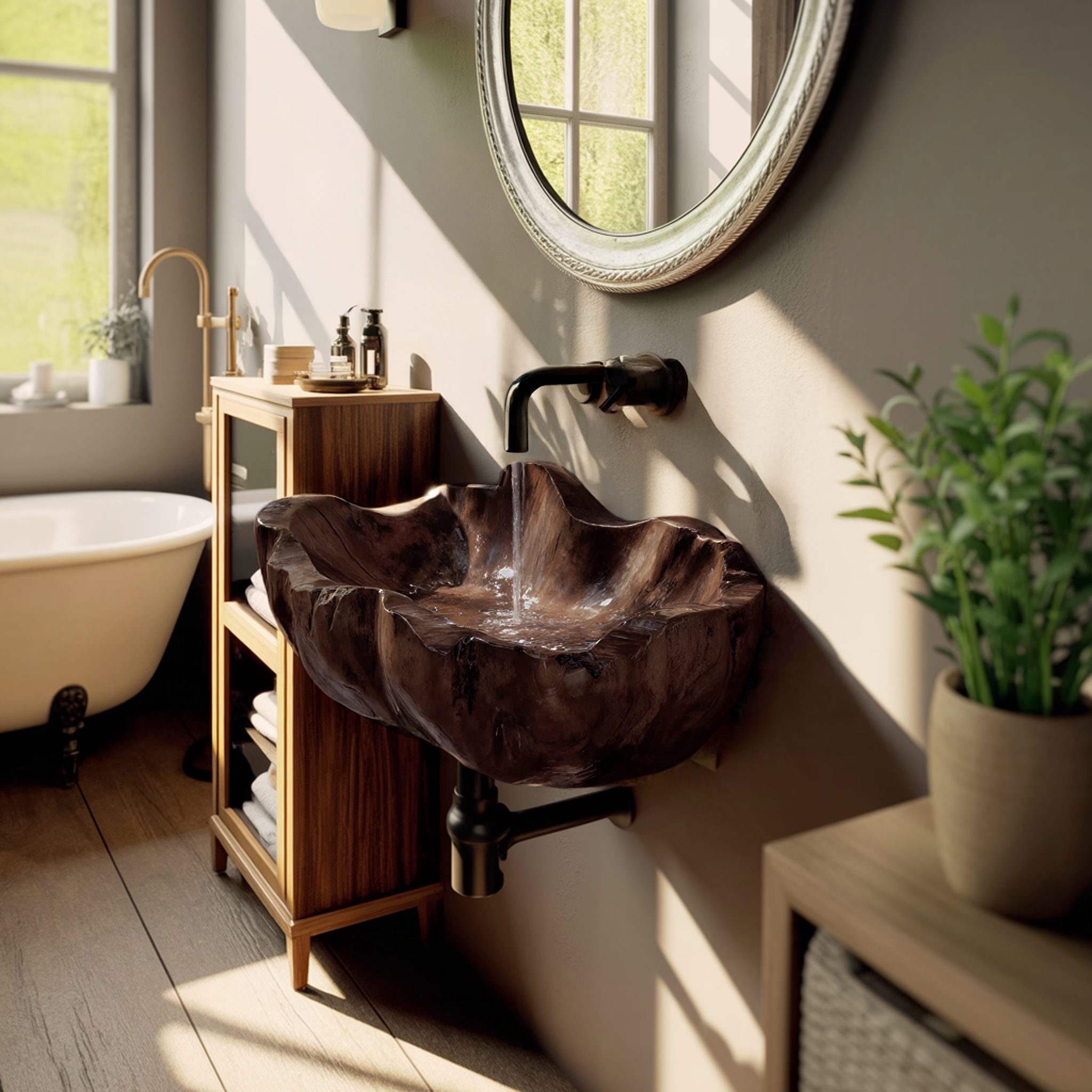 Modern Solid Wood Wash Basin For Luxury Bedroom Furniture Decor
