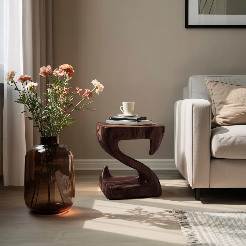 Modern Sculptural S Shaped Side Table For Living Room