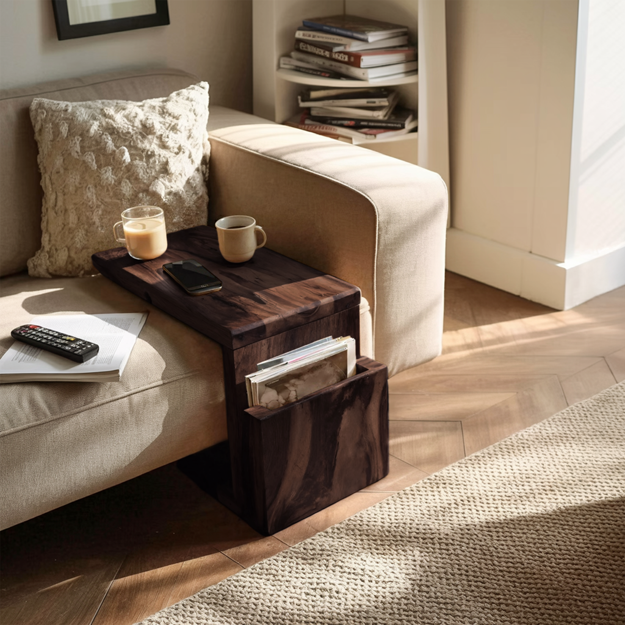 Handcrafted Wooden Armrest For Living Room Design
