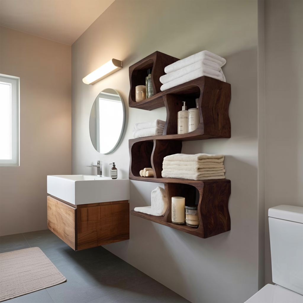 Organic Wall Shelf For Bathroom Wall Use
