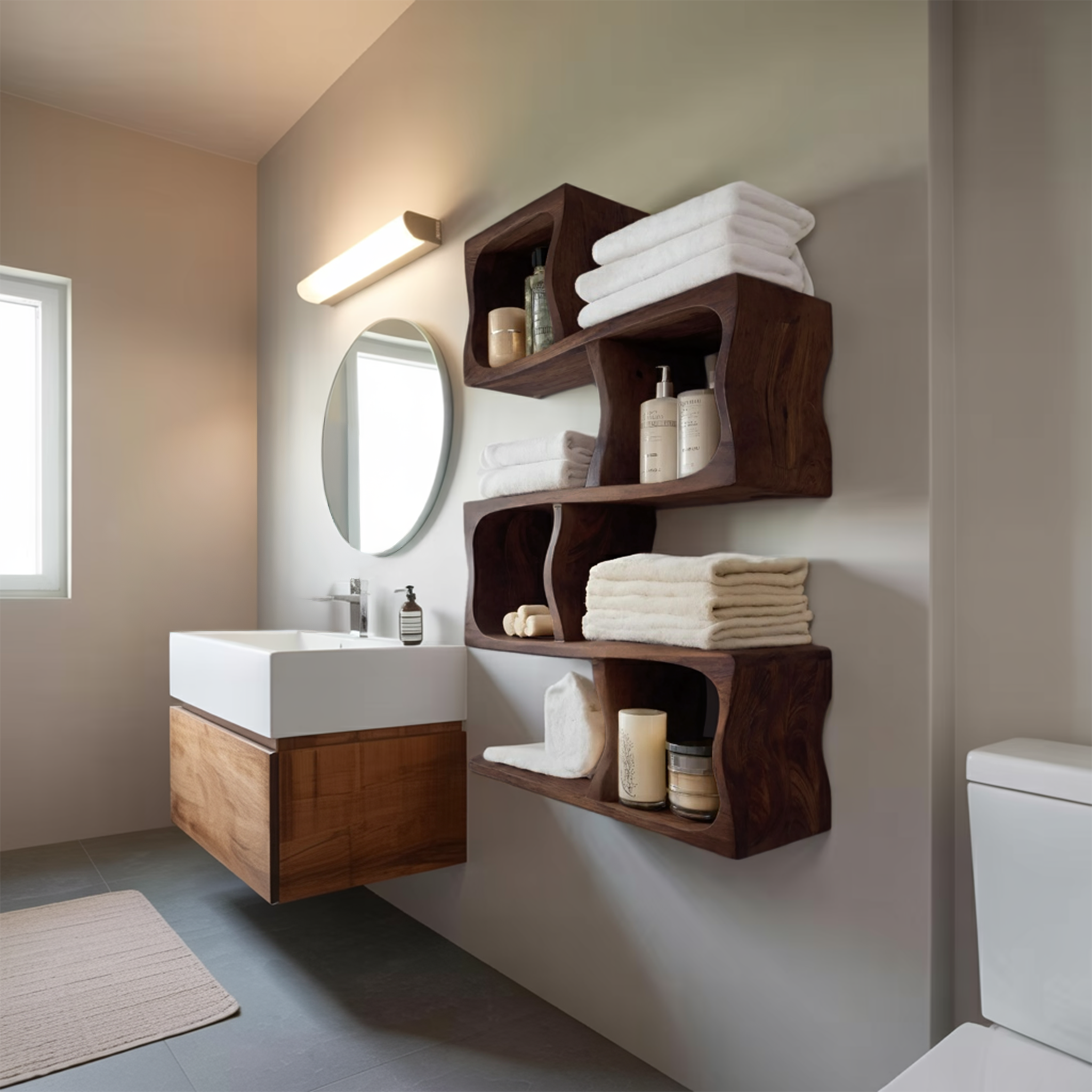 Organic Wall Shelf For Bathroom Wall Use