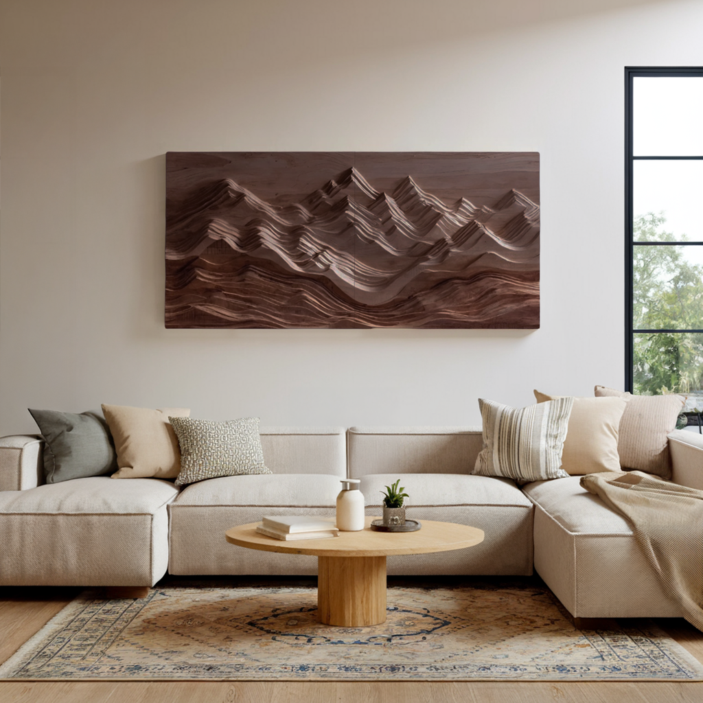Mountain Relief Wall Art Sculpture For Modern Interior