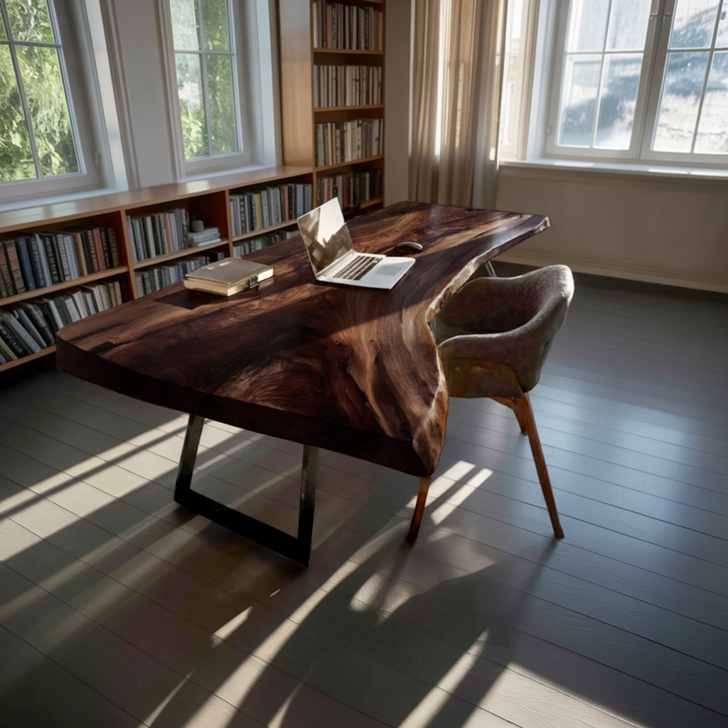 Farmhouse Handmade Live Edge Desk For Interior