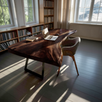 Farmhouse Handmade Live Edge Desk For Interior