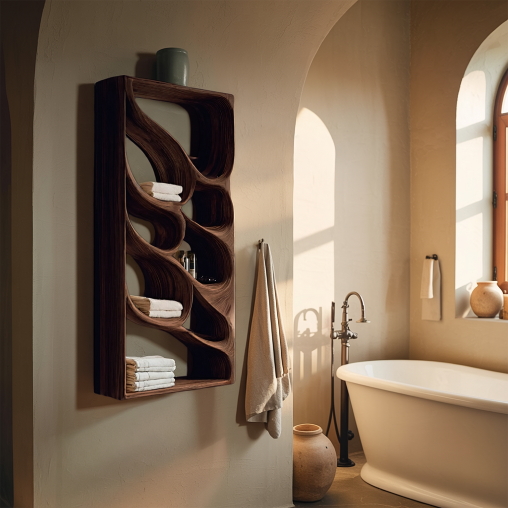 Organic Sculptural Wall Bathroom Shelf For Modern Bathroom