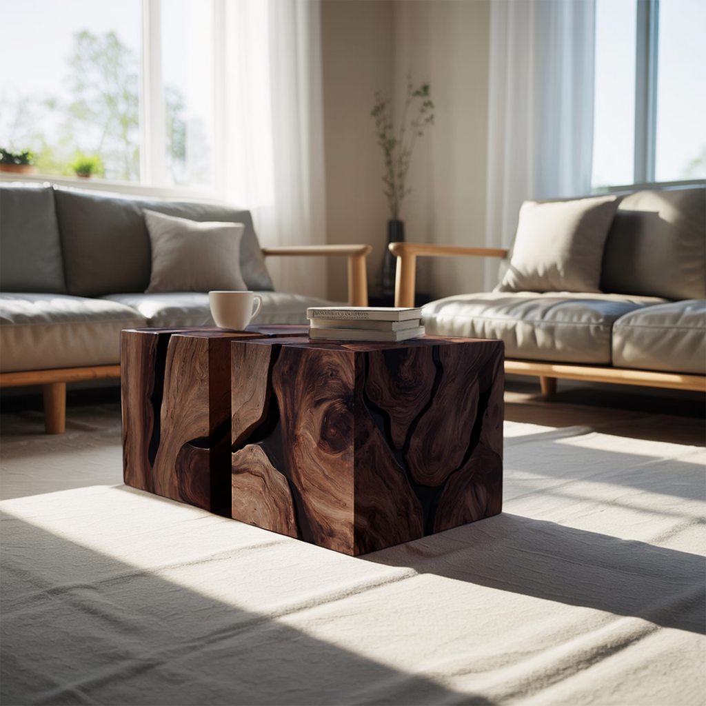 Handcrafted Wooden Square Coffee Table For Furniture Decor