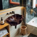 Handcrafted Solid Wood Wash Basin For Artistic Bathroom Interior Decor