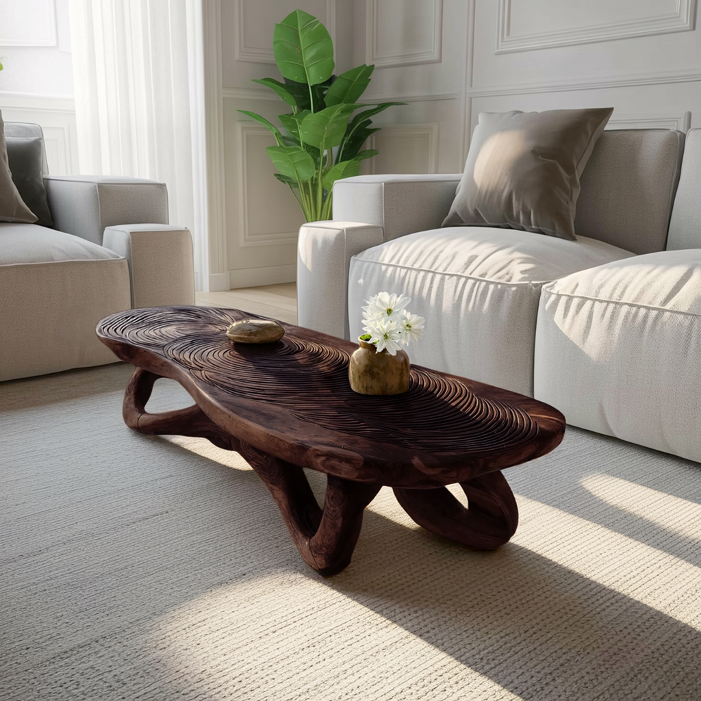 Modern Solid Wood Live Edge Coffee Table For Living Room