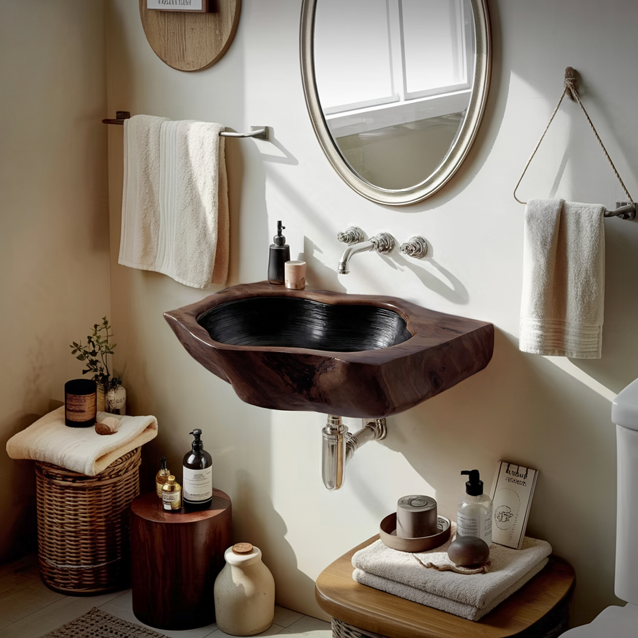 Farmhouse Solid Wood Vanity Sink For Bathroom Interior Decor
