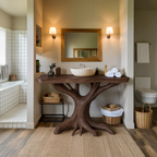 Modern Solid Wood Bathroom Vanity Live Edge Design For Luxury Bathroom