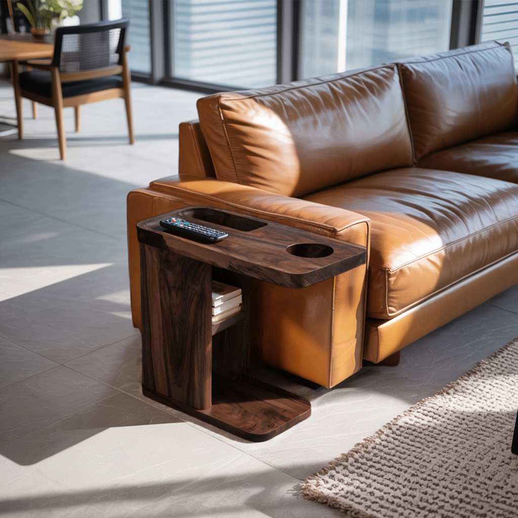 Mid Century Live Edge Side Table For Living Room Decor