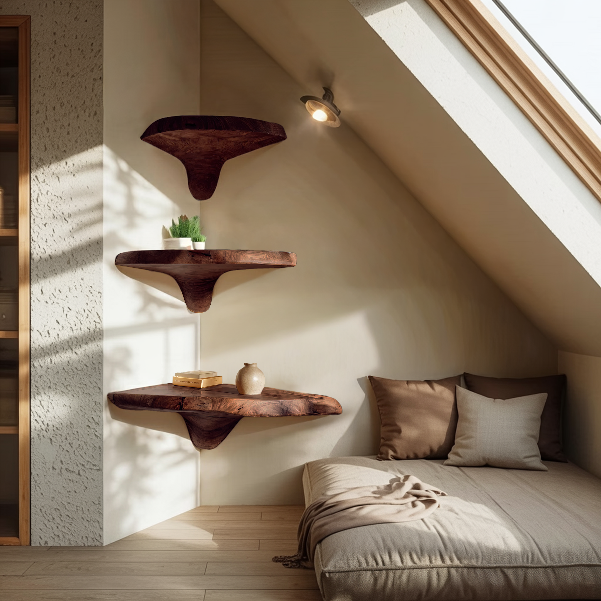 Modern Solid Wood Mushroom Shelf For Living Room Furniture Decor