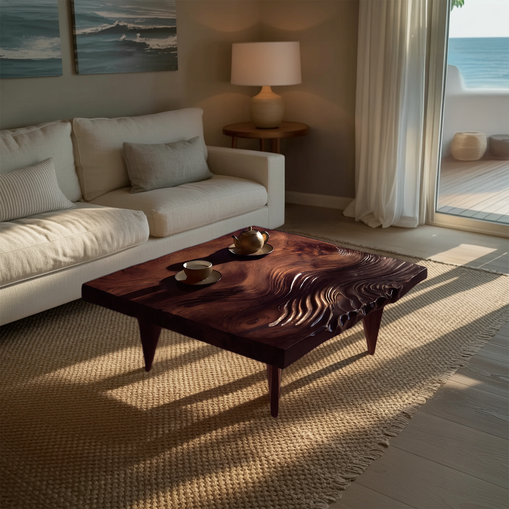 Farmhouse Solid Wood Irregular Coffee Table For Entryway