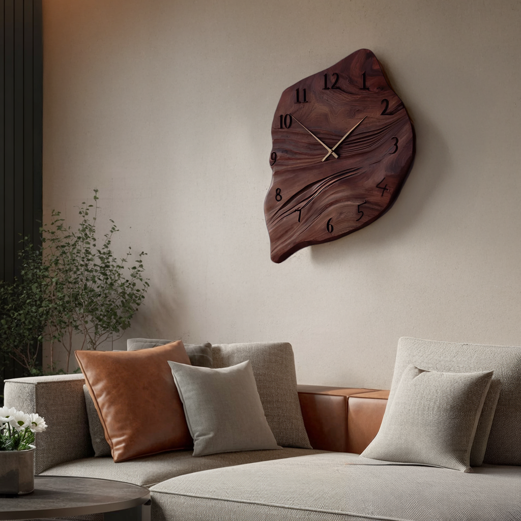 Minimalist Wall Clock Organic Shape Clock For Living Room