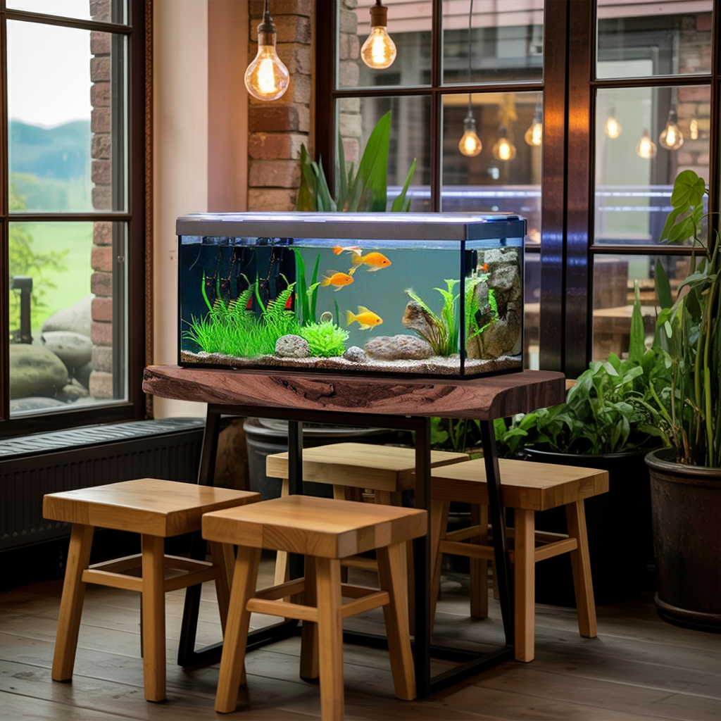 Cozy Living Room Rustic Floating Shelf For Aquarium