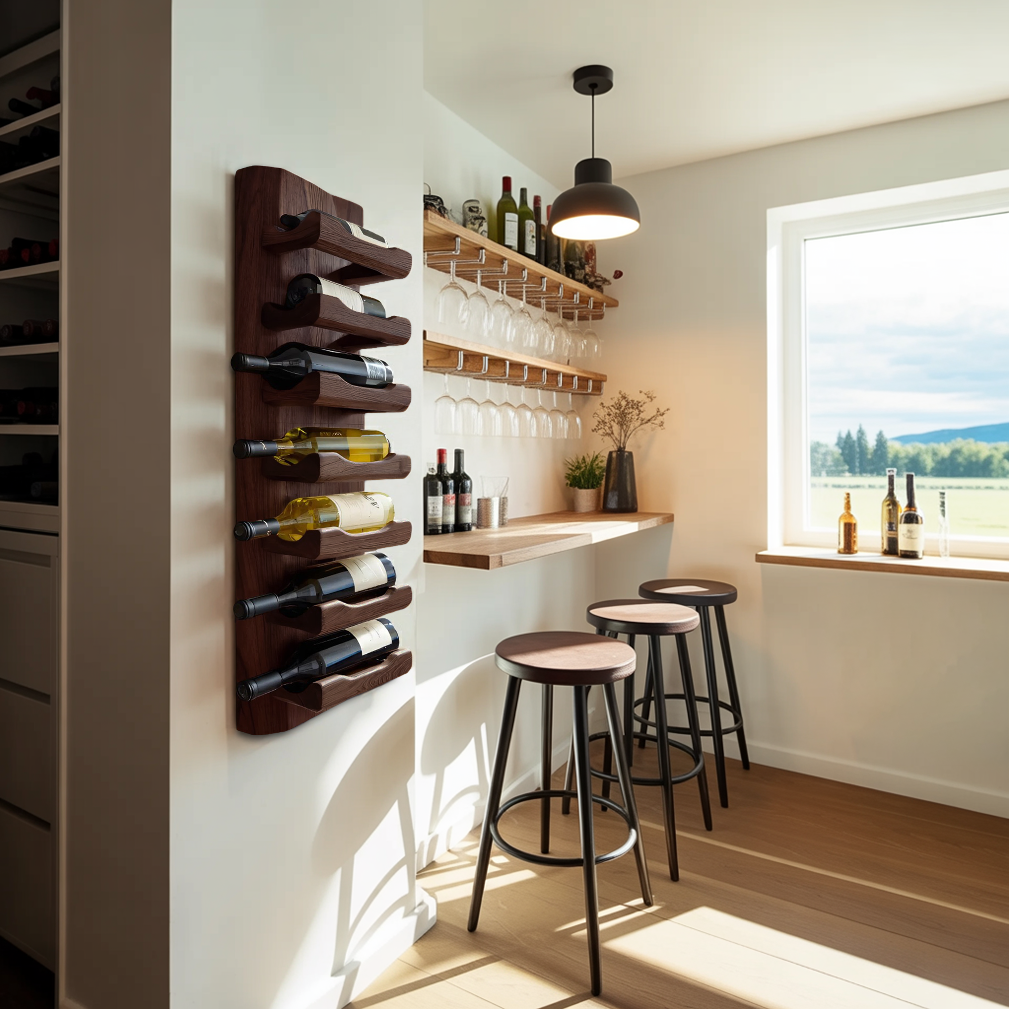 Modern Wall Wine Bottle Holder For Minimal Home Decor