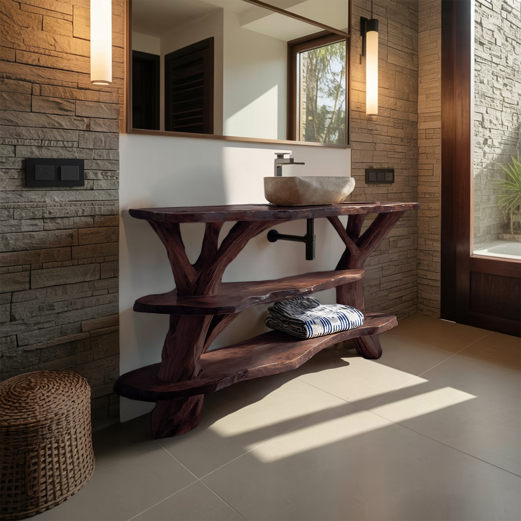 Modern Handcrafted Live Edge Bathroom Vanity For Elegant Bathroom Decor
