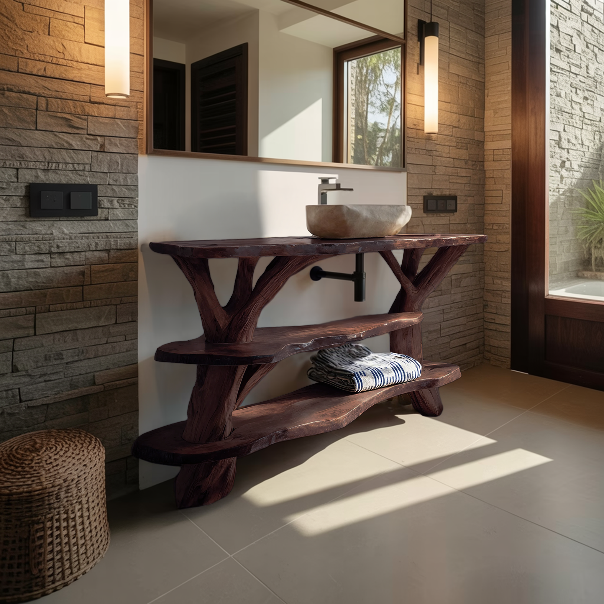Modern Handcrafted Live Edge Bathroom Vanity For Elegant Bathroom Decor
