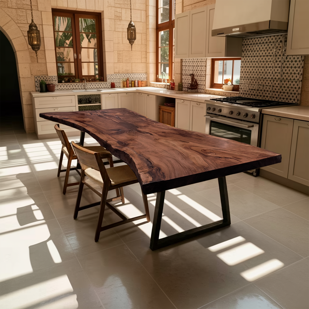 Furniture Decor Farmhouse Live Edge Dining Table Warm