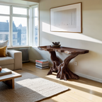Farmhouse Wooden Live Edge Console Table For Living Room