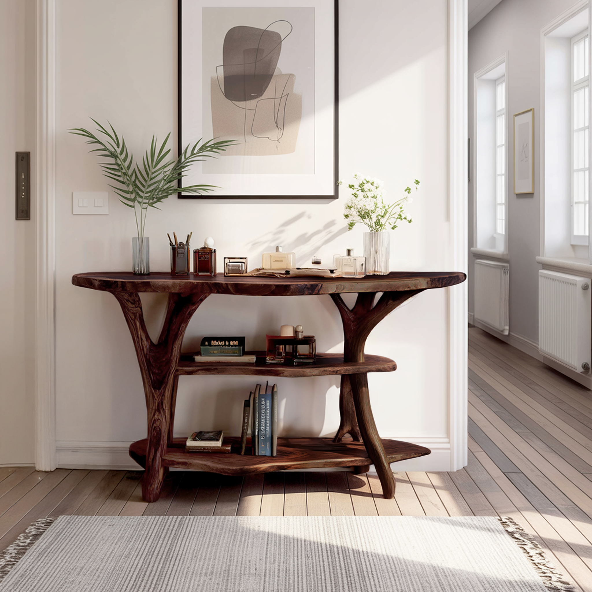 Handcrafted Wooden Live Edge Console Table For Stylish Entryway Furniture