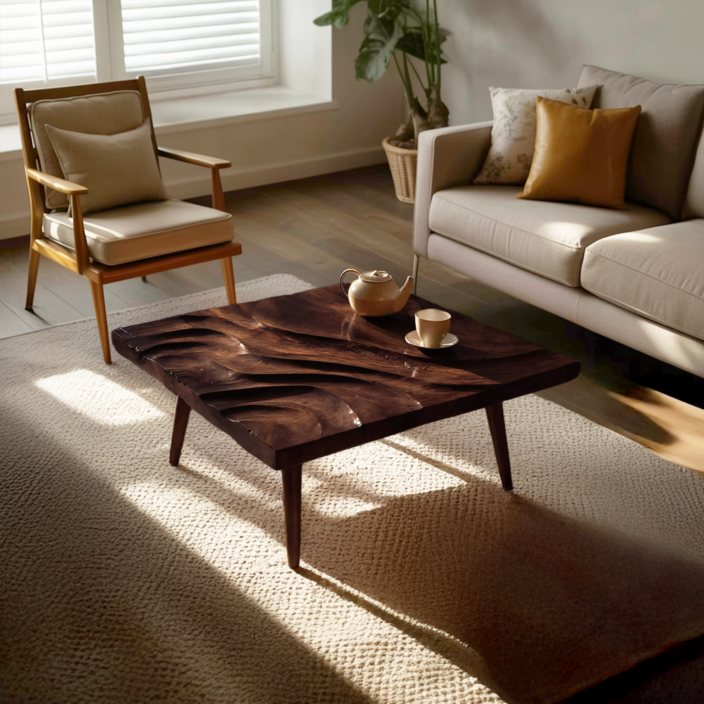 Modern Wooden Abstract Coffee Table For Living Room Decor