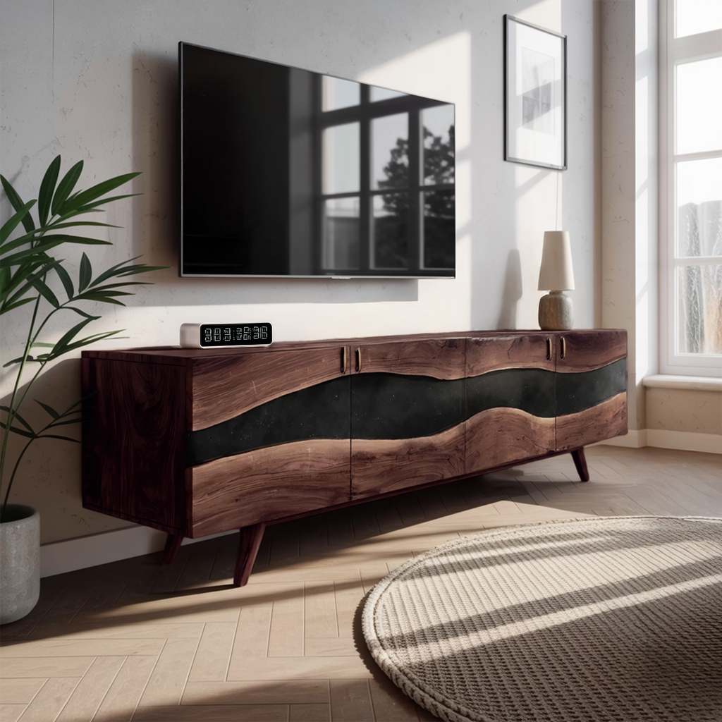 Handcrafted Solid Wood TV Console For Furniture Decor