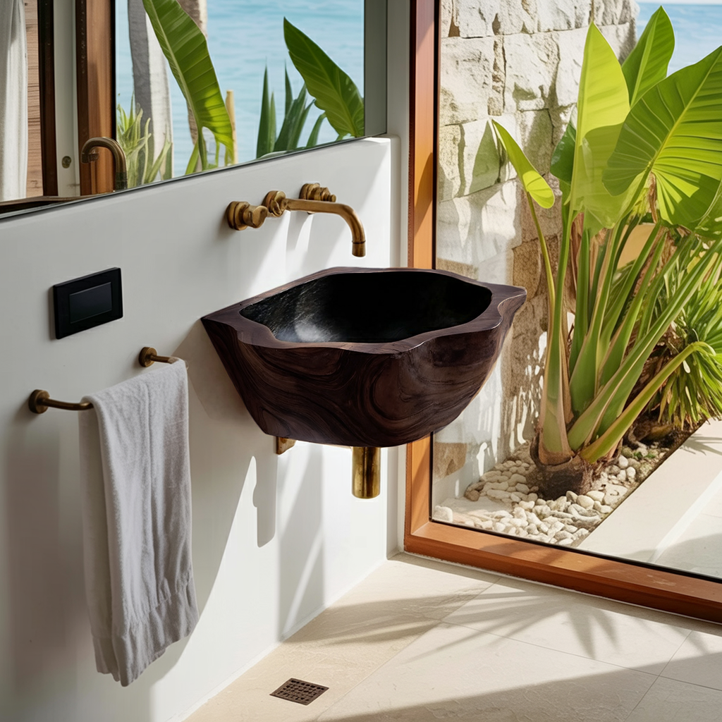 Mid Century Solid Wood Vanity Sink For Bathroom Storage Furniture Decor