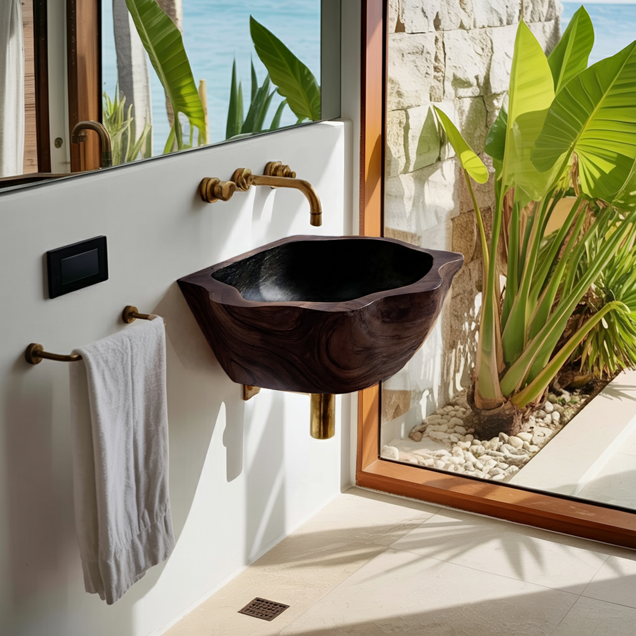 Mid Century Solid Wood Vanity Sink For Bathroom Storage Furniture Decor