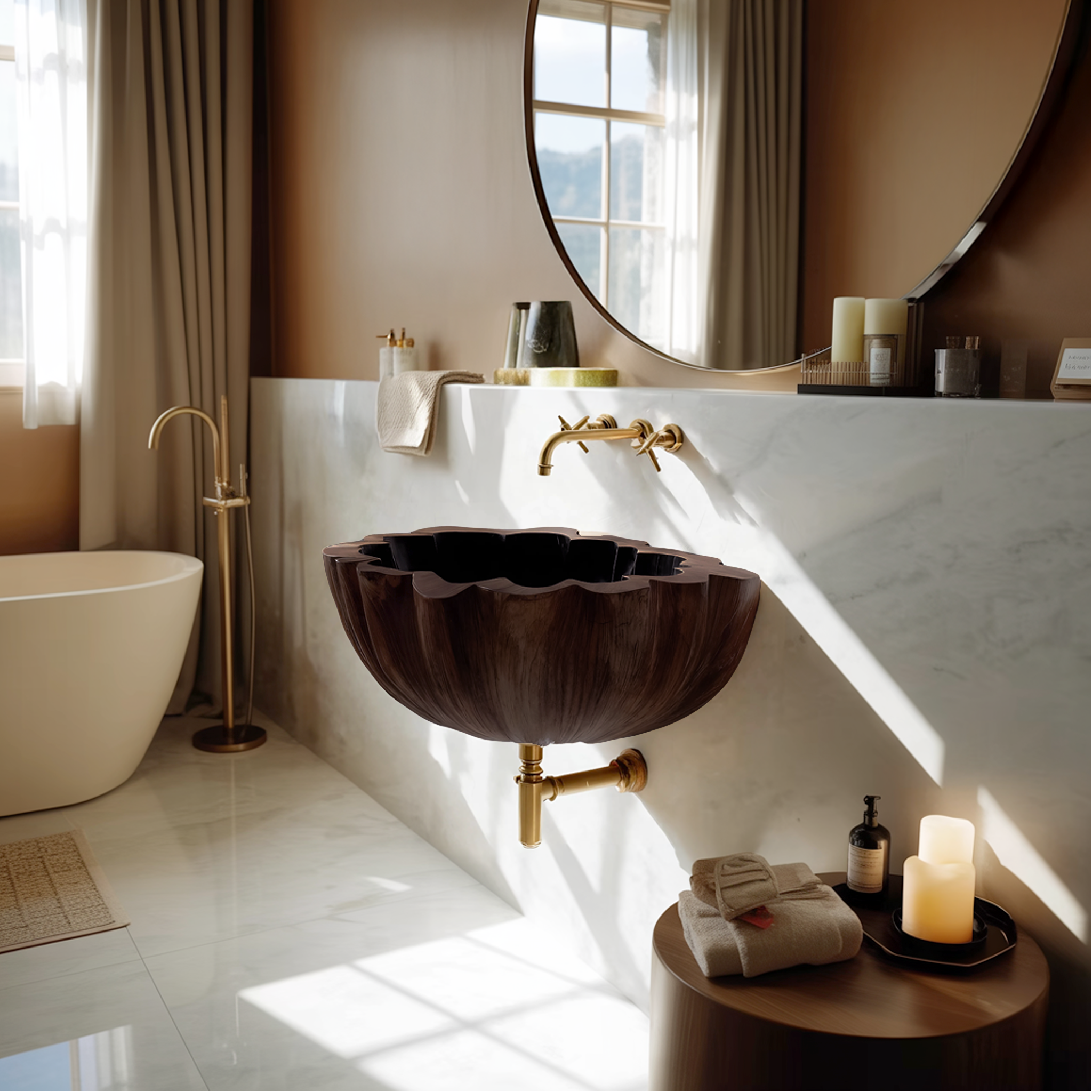 Modern Solid Wood Vanity Sink For Bathroom Furniture Decor