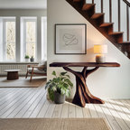 Farmhouse Solid Wood Console Table Organic Sculptural For Bedroom Decor