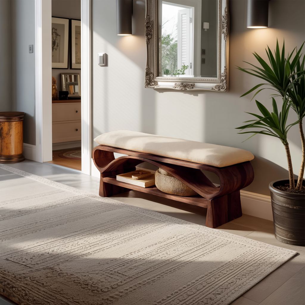 Minimalist Solid Wood Bench For Bedroom Interior Design
