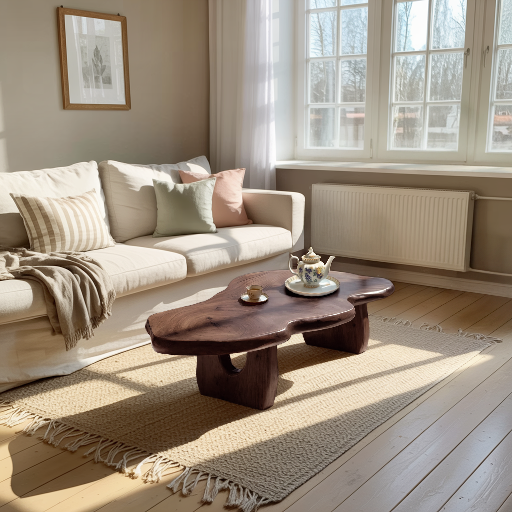 Modern Wooden Live Edge Coffee Table For Furniture Decor