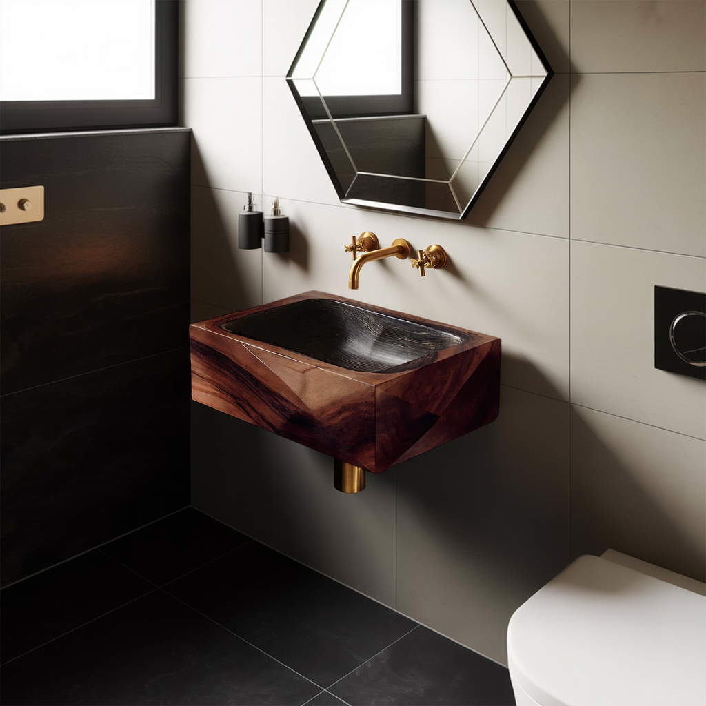 Handcrafted Wall Mounted Wooden Bathroom Sink For Bathroom Decor