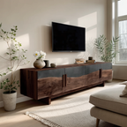 Mid Century Natural Wood Entertainment Unit For Decor
