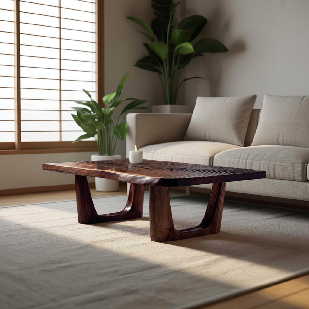 Handcrafted Modern Solid Wood Coffee Table For Living Room