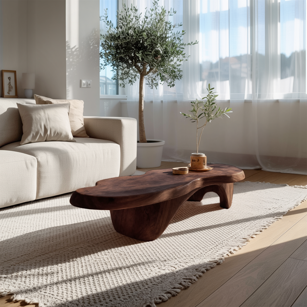 Rustic Handcrafted Wooden Live Edge Coffee Table For Entryway