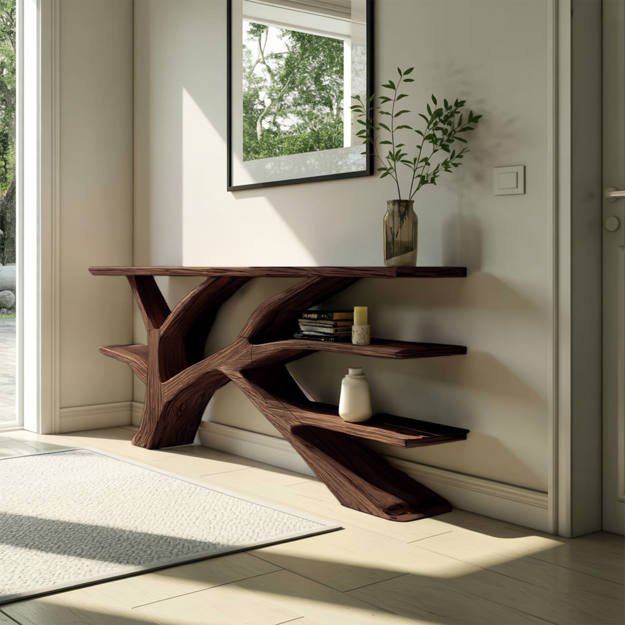 Farmhouse Wooden Live Edge Console Table For Rustic Furniture Decor