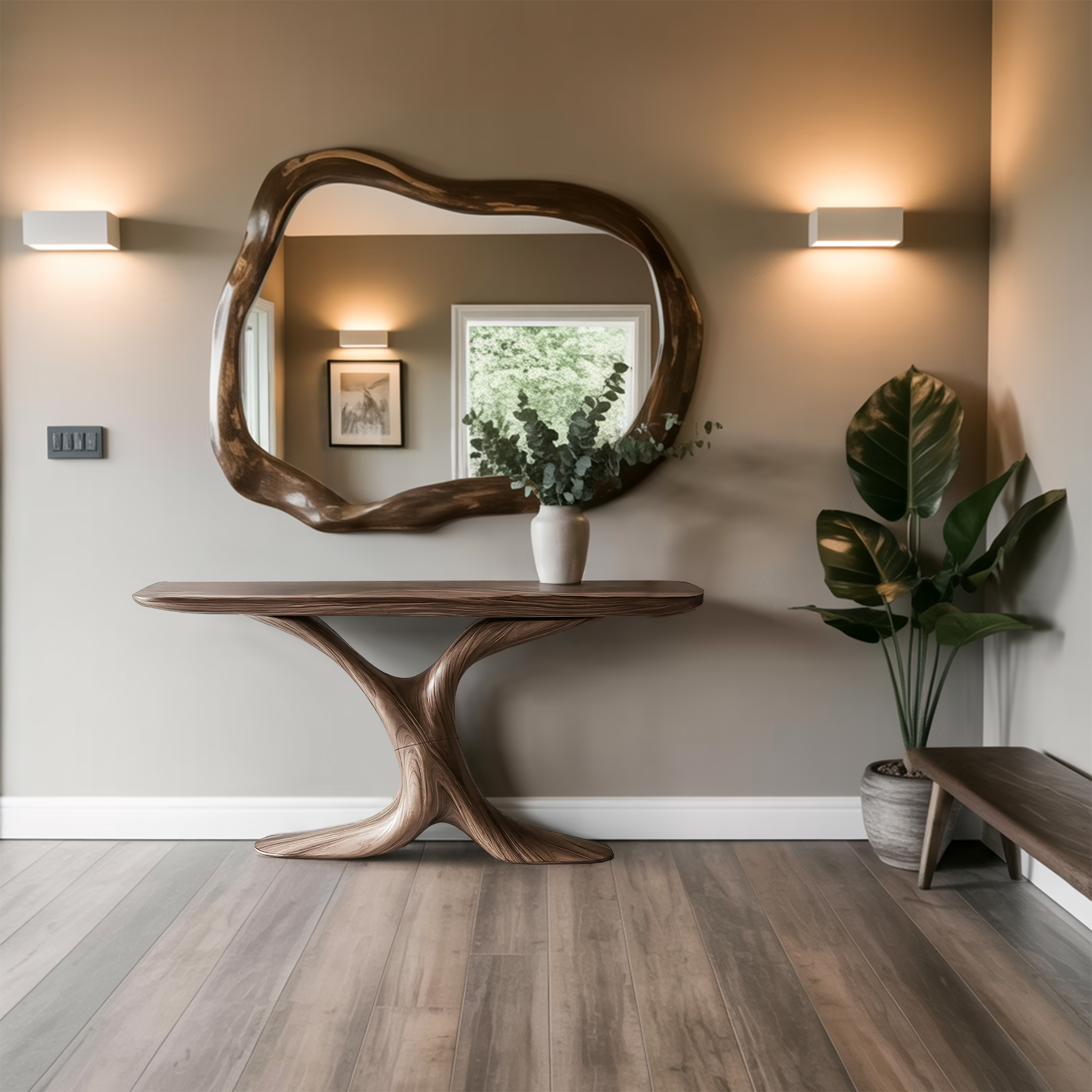 Handcrafted Wooden Live Edge Console Table For Entryway Decor