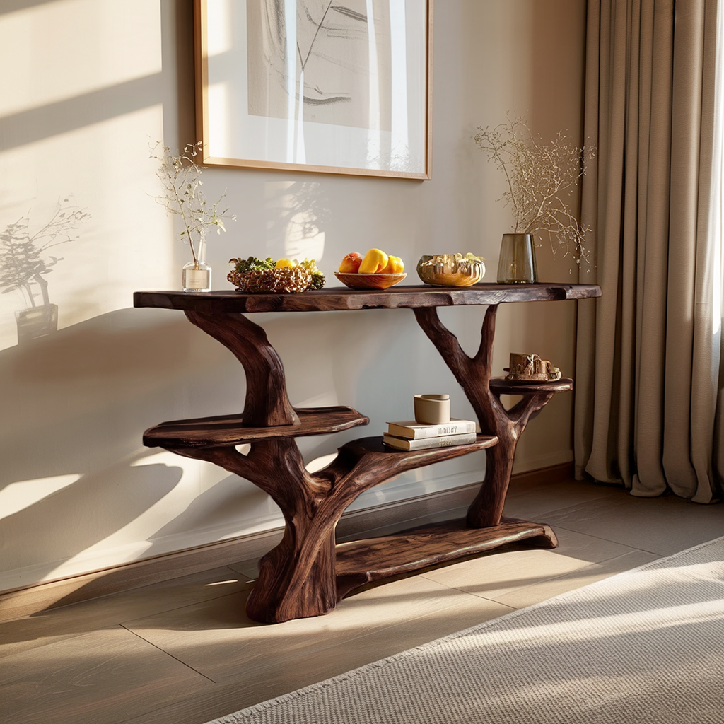 Mid Century Solid Wood Console Table For Stylish Entryway Design