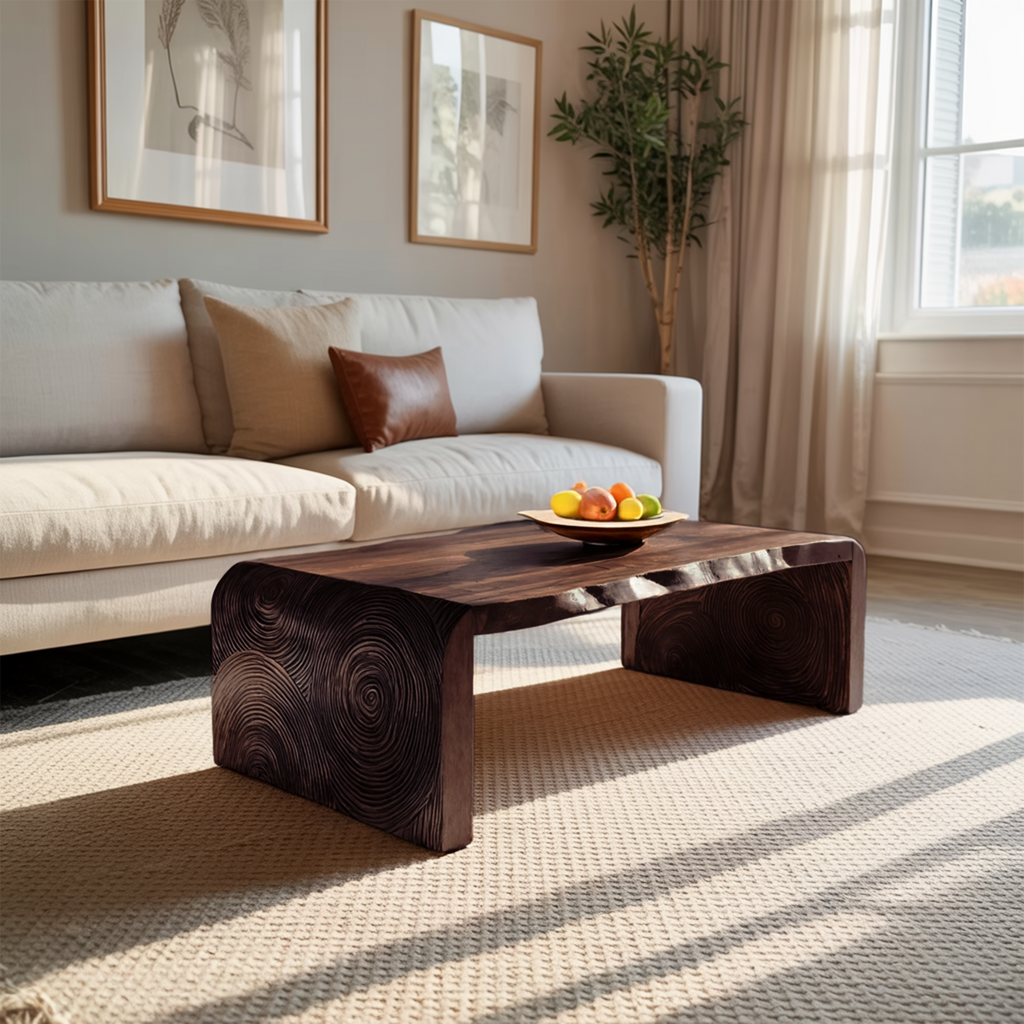 Modern Solid Wood Irregular Coffee Table For Living Room