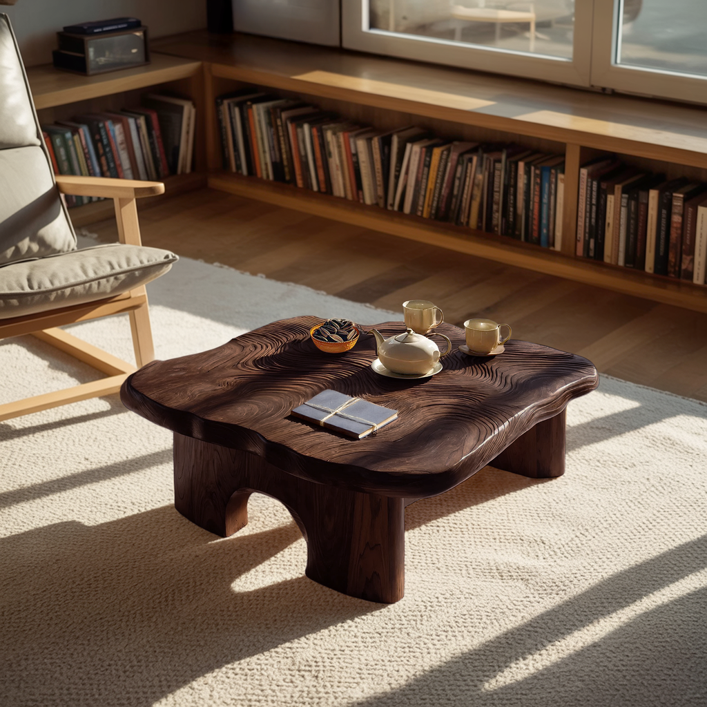 Modern Irregular Live Edge Coffee Table For Living Room Decor