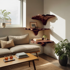 Handcrafted Wooden Live Edge Mushroom Shelf For Entryway Design
