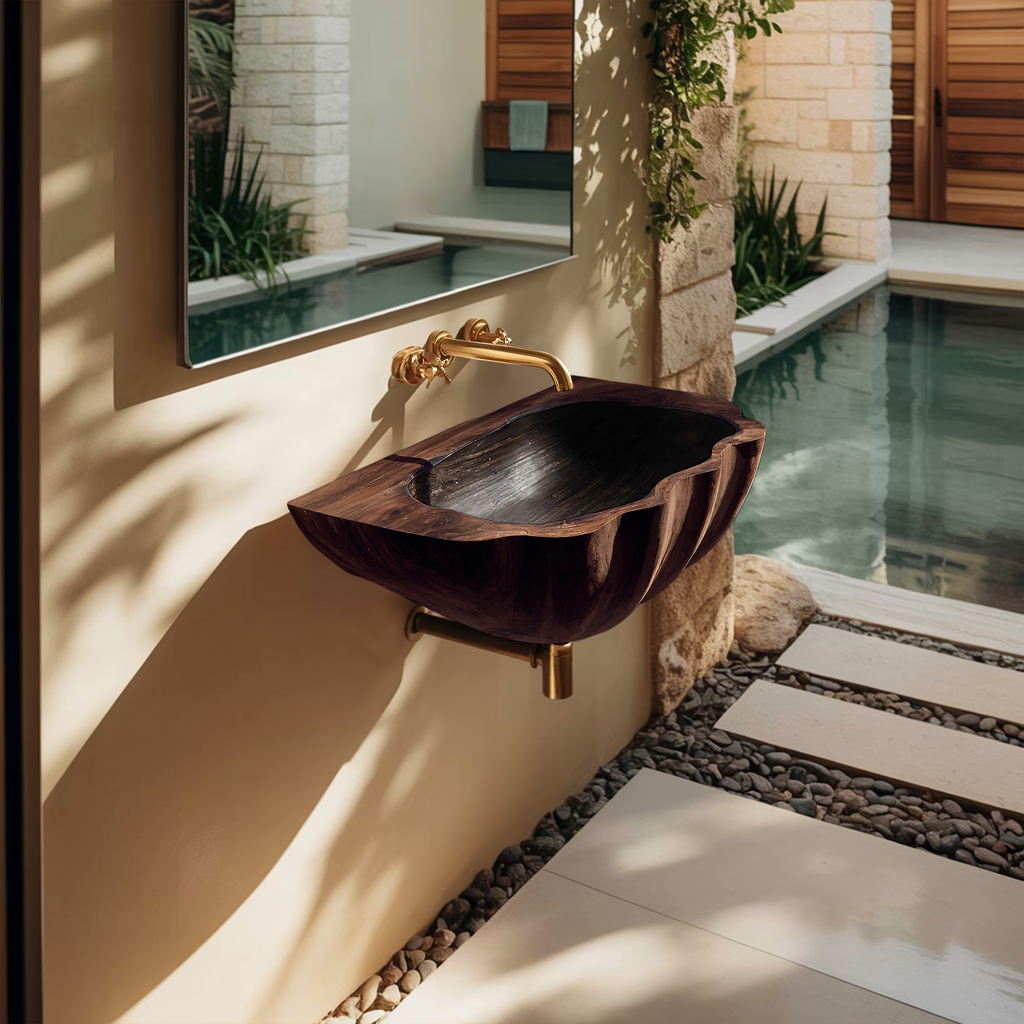 Modern Wall Mounted Wooden Bathroom Sink For Contemporary Bathroom Decor