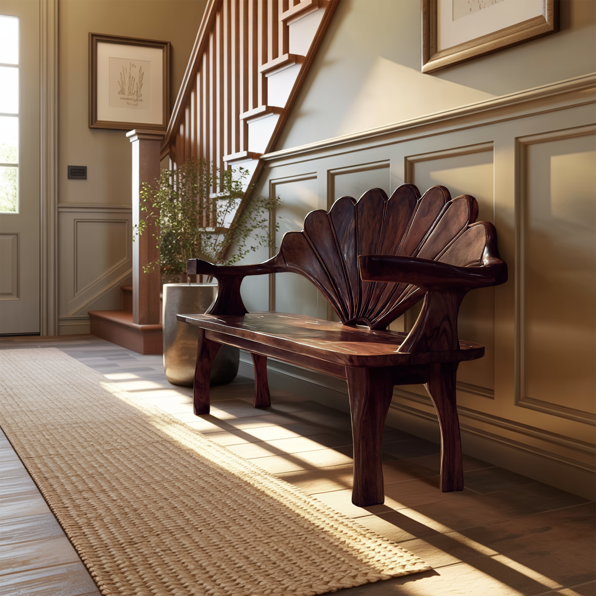 Live Edge Wooden Bench For Entryway Interior Styling