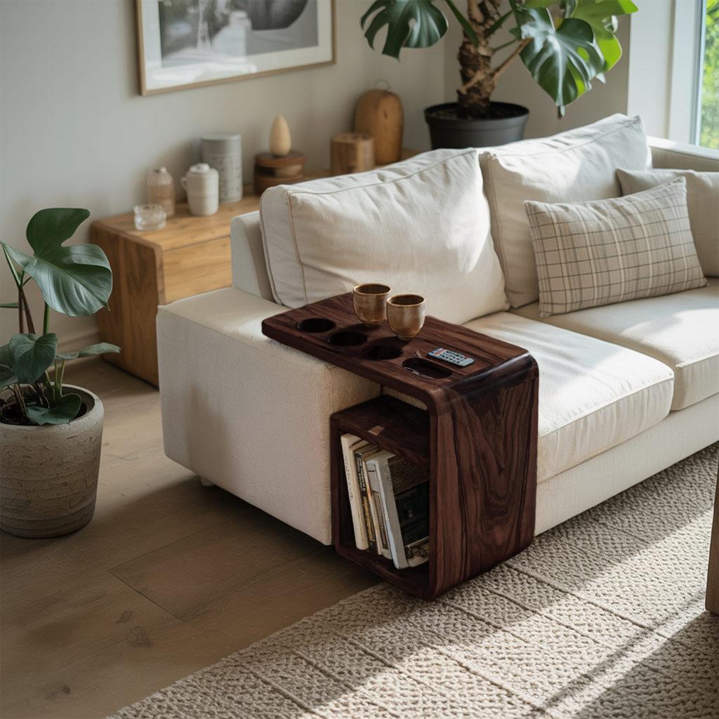 Mid Century Wooden Armrest For Living Room Design